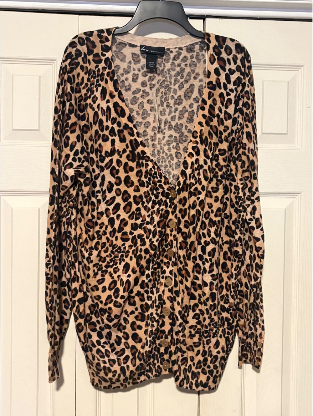Lane Bryant Leopard Print Cotton Cardigan Sweater NWT Plus Size Quiet Luxury